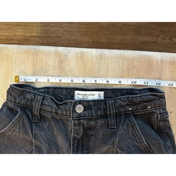 Abercrombie The Loose High Rise Jeans in Black W/ Pleats Size 24 SHORT - Picture 9 of 9